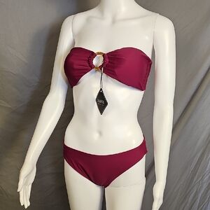Elegant Maroon Bandeau Bikini by ZAFUL